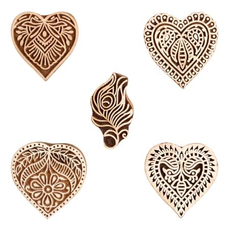 Set of 5 Piece New Mix Wooden Printing Block